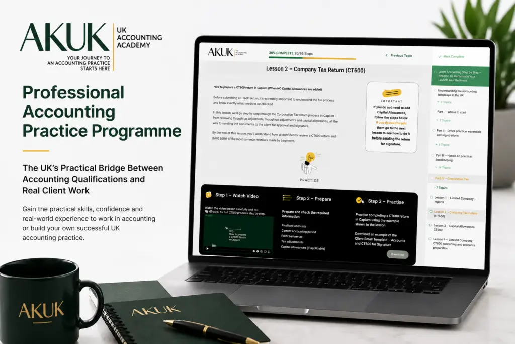 AKUK Professional Accounting Practice Programme – practical UK accounting training to prepare students for real client work and starting an accounting practice.